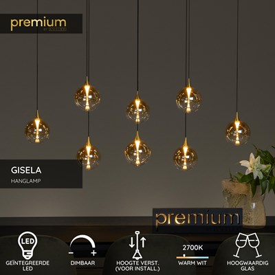 Lucide GISELA - Hanglamp - LED Dimb. - 8x3,9W 2700K - Amber | Premium
